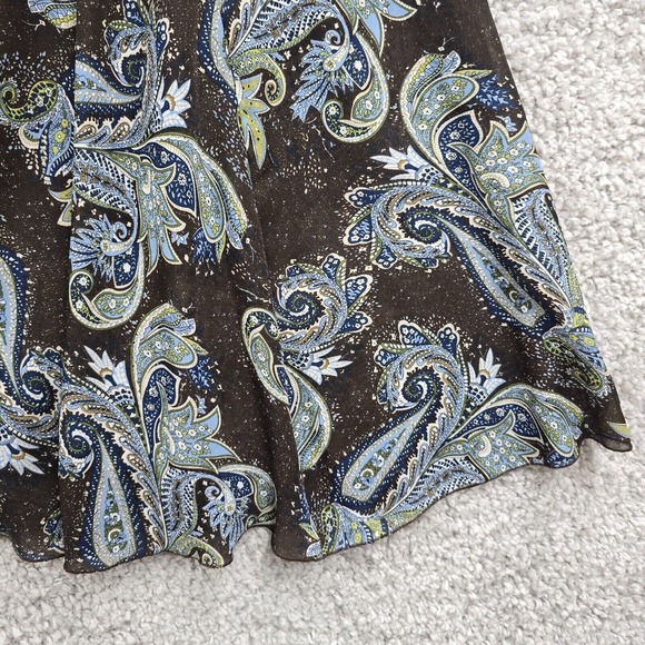 Vtg Lindor Skirt Womens 16 Petite Brown Blue Paisley Pull‎ On Lined Flowy Grunge - Picture 2 of 11